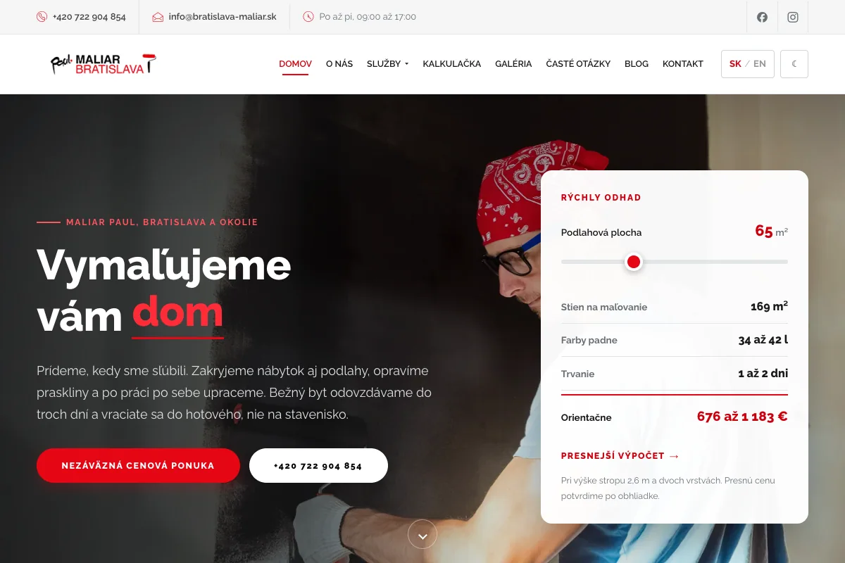 Maliar Paul, web od LUMA Creative